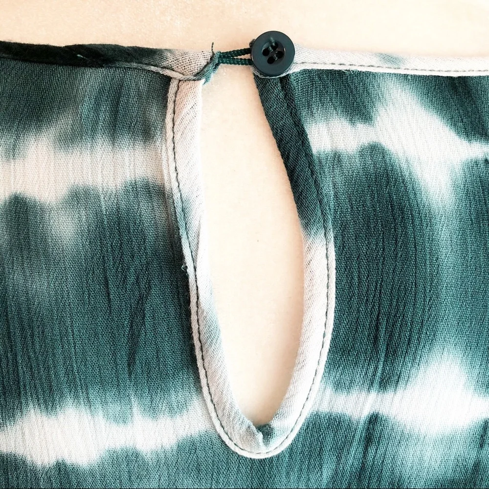 Weekend by Suzanne Betro Teal Green Tie Dye Print Blouse Large